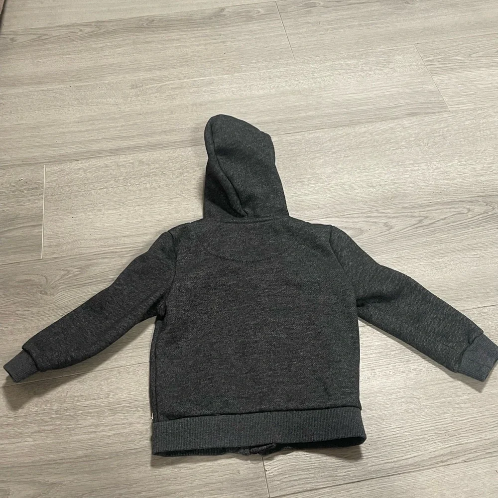 Hudson Jeans Kids Gray Hoodie with Red‎ Rose Embroidery